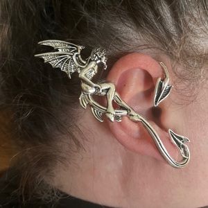 The devil whispers. Over Ear stainless steel ear decor. Unisex.
